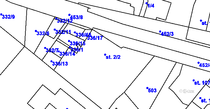 Parcela st. 2/2 v KÚ Hejčín, Katastrální mapa