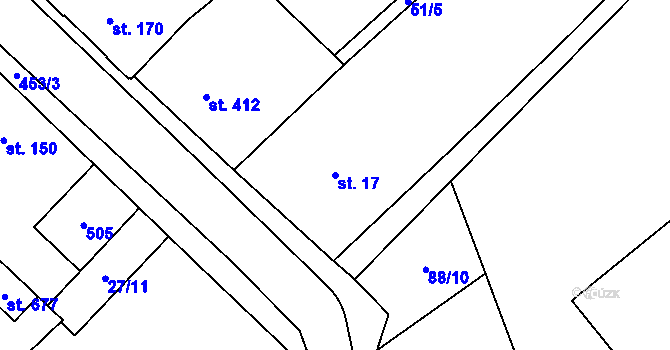 Parcela st. 17 v KÚ Hejčín, Katastrální mapa