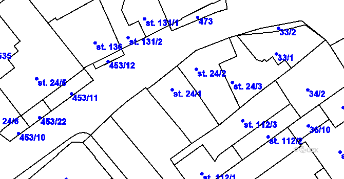 Parcela st. 24/1 v KÚ Hejčín, Katastrální mapa