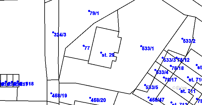 Parcela st. 29 v KÚ Hejčín, Katastrální mapa