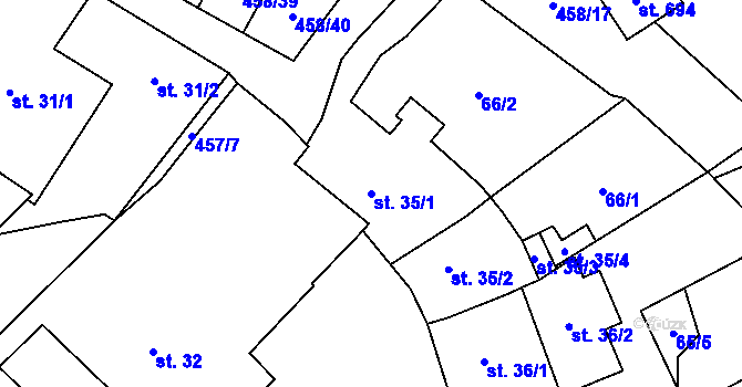 Parcela st. 35/1 v KÚ Hejčín, Katastrální mapa