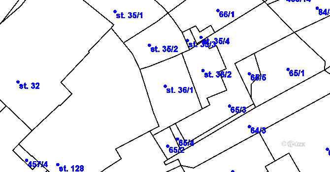 Parcela st. 36/1 v KÚ Hejčín, Katastrální mapa
