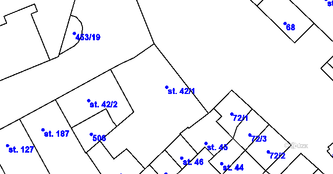 Parcela st. 42/1 v KÚ Hejčín, Katastrální mapa