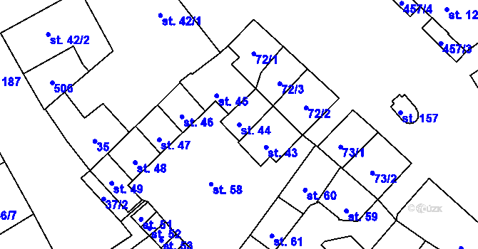 Parcela st. 44 v KÚ Hejčín, Katastrální mapa