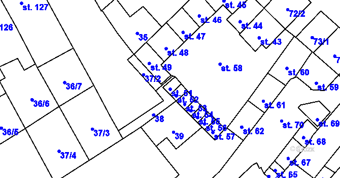 Parcela st. 51 v KÚ Hejčín, Katastrální mapa
