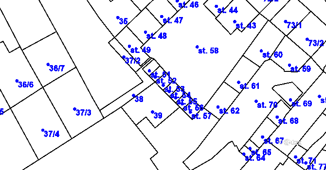 Parcela st. 53 v KÚ Hejčín, Katastrální mapa