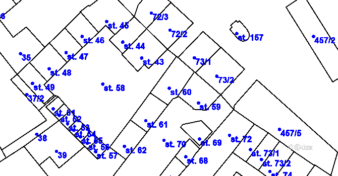 Parcela st. 60 v KÚ Hejčín, Katastrální mapa