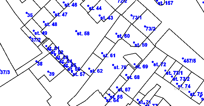 Parcela st. 61 v KÚ Hejčín, Katastrální mapa