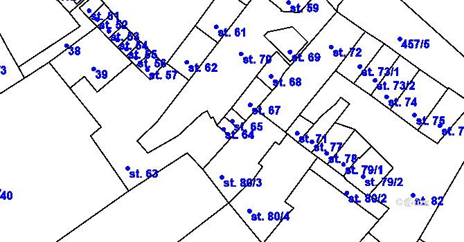 Parcela st. 65 v KÚ Hejčín, Katastrální mapa