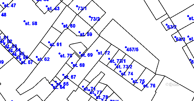 Parcela st. 72 v KÚ Hejčín, Katastrální mapa
