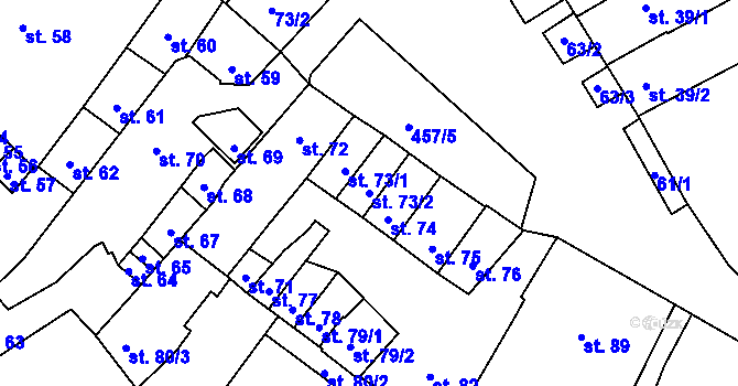 Parcela st. 73/2 v KÚ Hejčín, Katastrální mapa