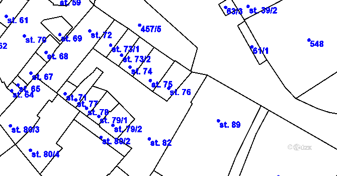 Parcela st. 76 v KÚ Hejčín, Katastrální mapa