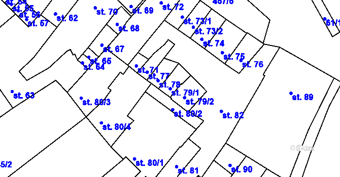 Parcela st. 79/1 v KÚ Hejčín, Katastrální mapa