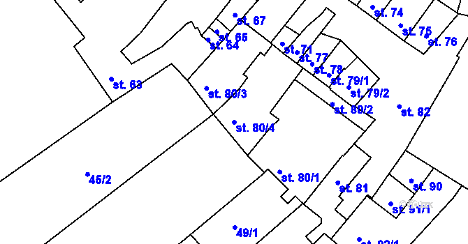 Parcela st. 80/4 v KÚ Hejčín, Katastrální mapa