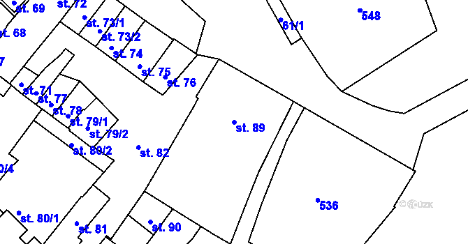 Parcela st. 89 v KÚ Hejčín, Katastrální mapa