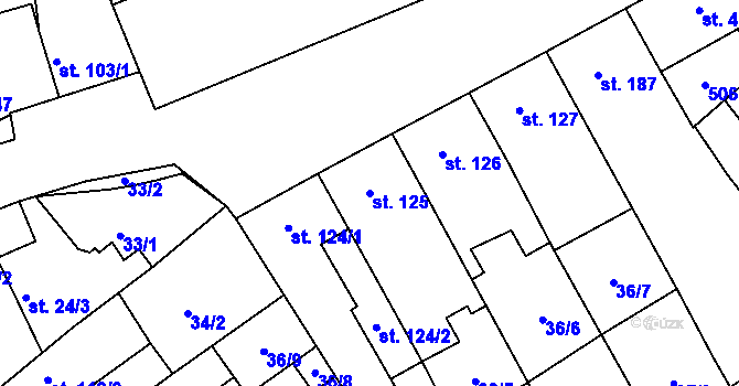Parcela st. 125 v KÚ Hejčín, Katastrální mapa