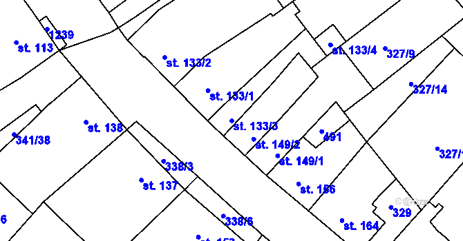Parcela st. 133/3 v KÚ Hejčín, Katastrální mapa