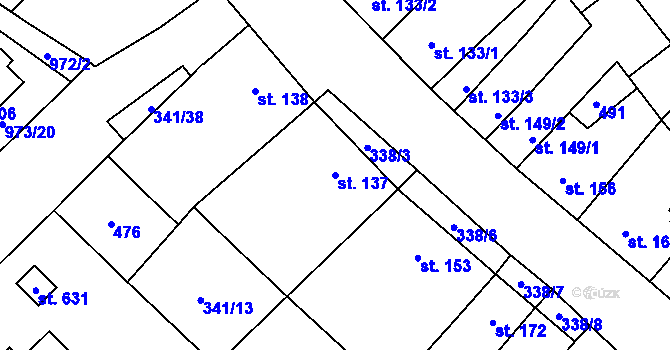 Parcela st. 137 v KÚ Hejčín, Katastrální mapa