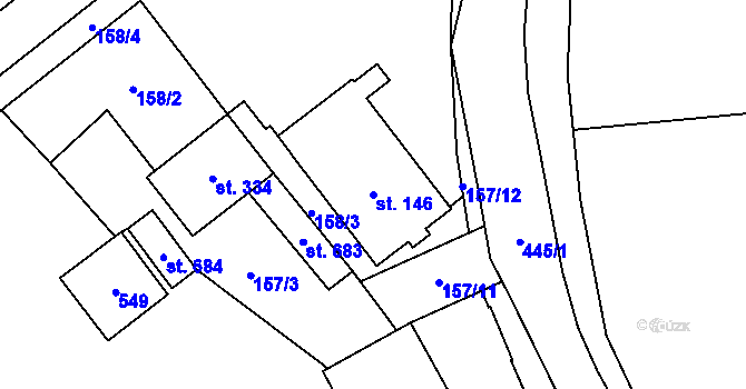 Parcela st. 146 v KÚ Hejčín, Katastrální mapa