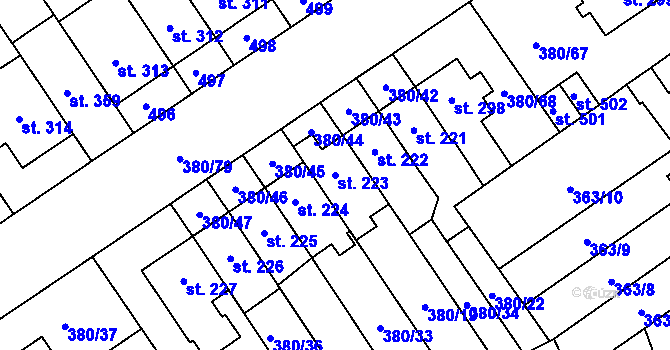 Parcela st. 223 v KÚ Hejčín, Katastrální mapa