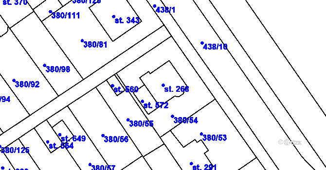 Parcela st. 268 v KÚ Hejčín, Katastrální mapa