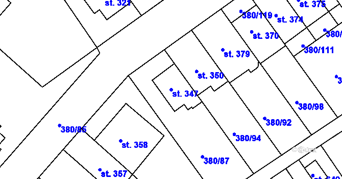 Parcela st. 347 v KÚ Hejčín, Katastrální mapa