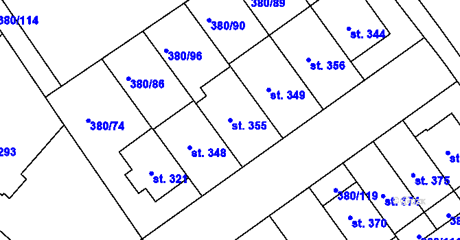 Parcela st. 355 v KÚ Hejčín, Katastrální mapa
