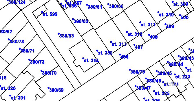Parcela st. 359 v KÚ Hejčín, Katastrální mapa