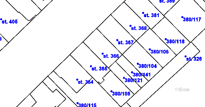 Parcela st. 366 v KÚ Hejčín, Katastrální mapa