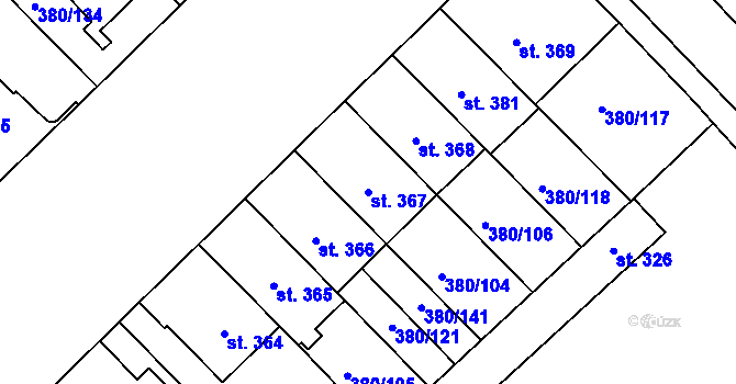 Parcela st. 367 v KÚ Hejčín, Katastrální mapa