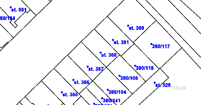 Parcela st. 368 v KÚ Hejčín, Katastrální mapa