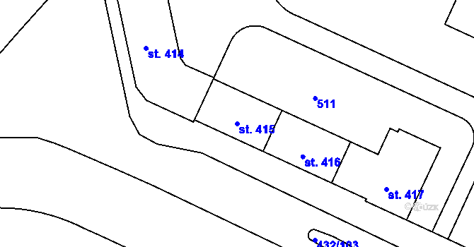 Parcela st. 415 v KÚ Hejčín, Katastrální mapa