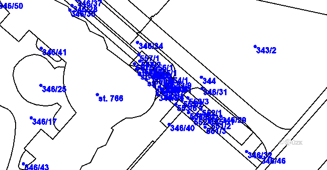 Parcela st. 437 v KÚ Hejčín, Katastrální mapa