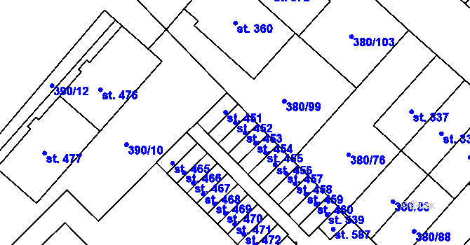 Parcela st. 452 v KÚ Hejčín, Katastrální mapa