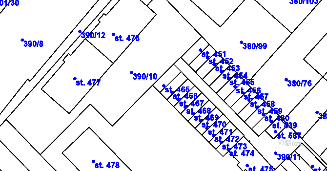 Parcela st. 465 v KÚ Hejčín, Katastrální mapa