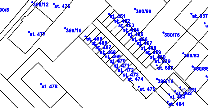 Parcela st. 469 v KÚ Hejčín, Katastrální mapa