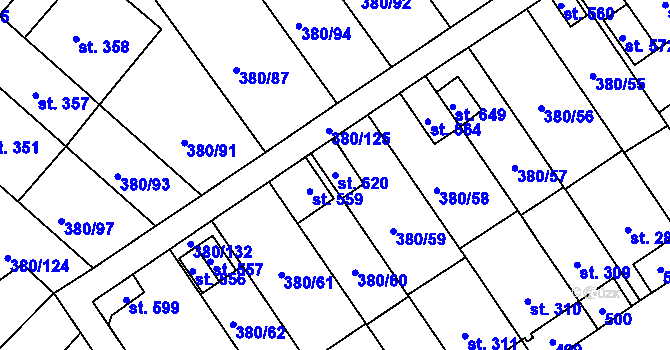 Parcela st. 620 v KÚ Hejčín, Katastrální mapa