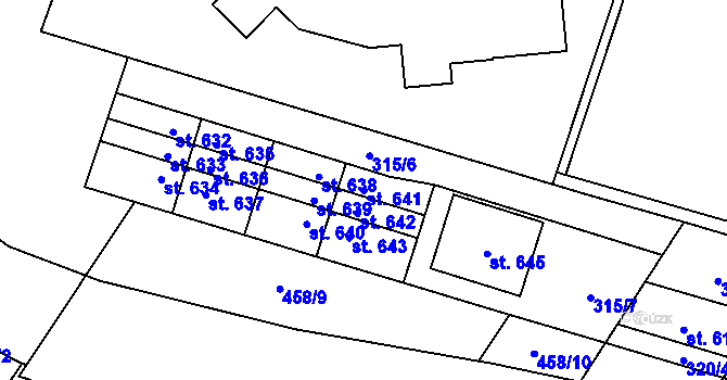 Parcela st. 641 v KÚ Hejčín, Katastrální mapa