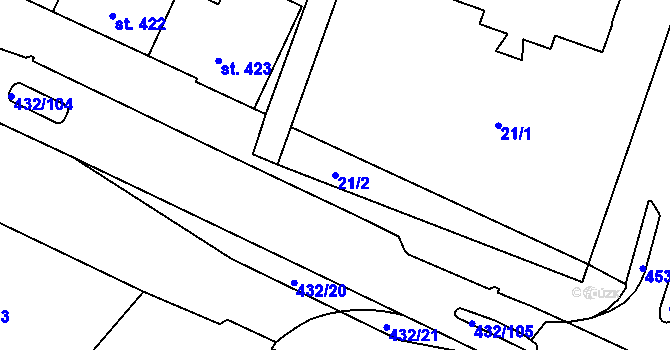 Parcela st. 21/2 v KÚ Hejčín, Katastrální mapa
