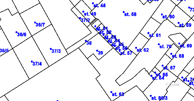 Parcela st. 39 v KÚ Hejčín, Katastrální mapa