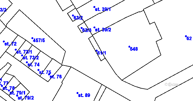 Parcela st. 61/1 v KÚ Hejčín, Katastrální mapa