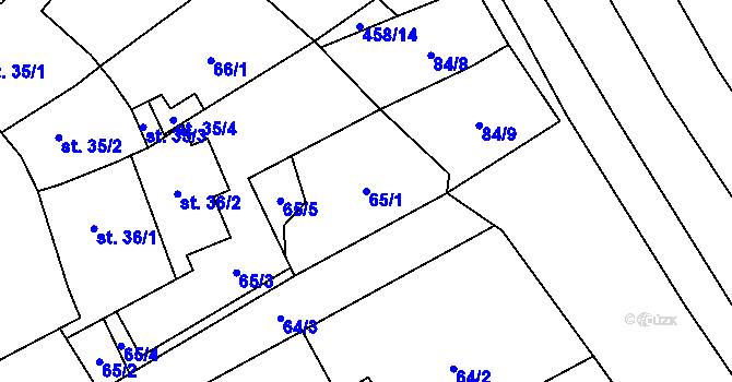 Parcela st. 65/1 v KÚ Hejčín, Katastrální mapa