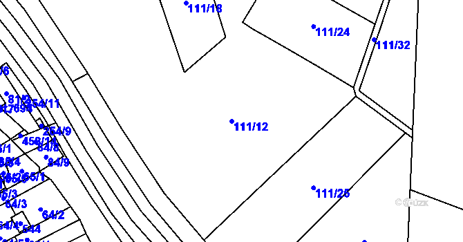 Parcela st. 111/12 v KÚ Hejčín, Katastrální mapa