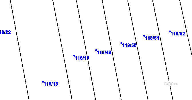 Parcela st. 118/49 v KÚ Hejčín, Katastrální mapa