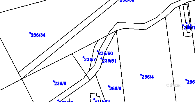 Parcela st. 236/60 v KÚ Hejčín, Katastrální mapa
