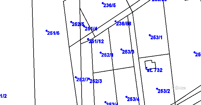 Parcela st. 252/1 v KÚ Hejčín, Katastrální mapa