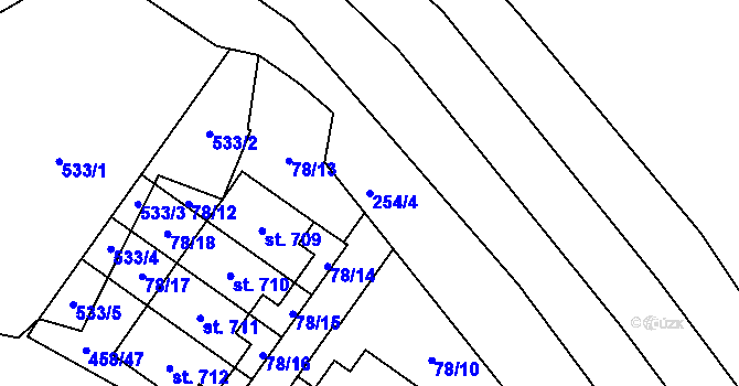 Parcela st. 254/4 v KÚ Hejčín, Katastrální mapa