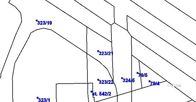 Parcela st. 323/21 v KÚ Hejčín, Katastrální mapa