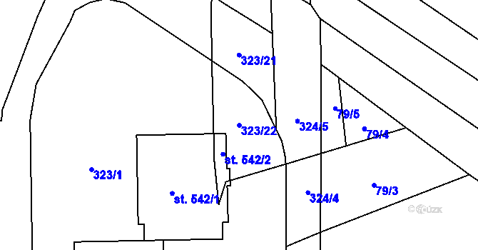 Parcela st. 323/22 v KÚ Hejčín, Katastrální mapa