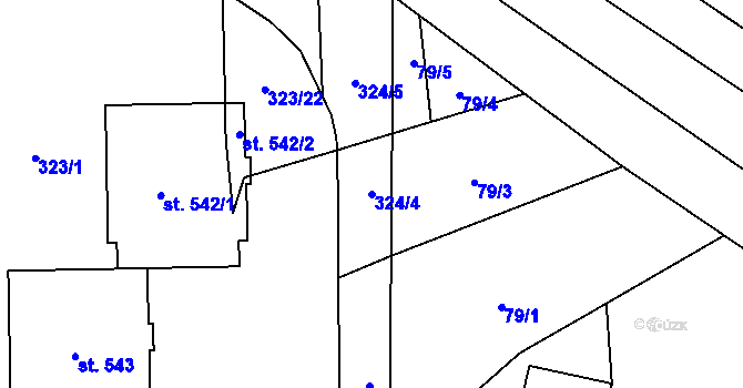 Parcela st. 324/4 v KÚ Hejčín, Katastrální mapa